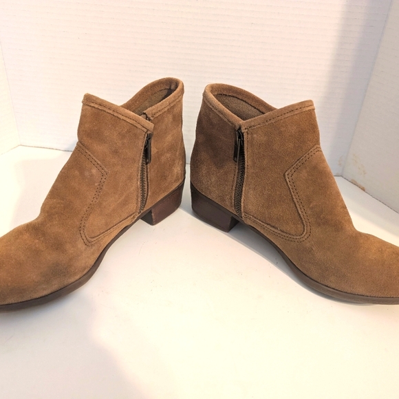 Minnetonka Suede Brown‎ Ankle Boots with Side Tassels & Wood Heel Women's Size 8 - Picture 3 of 9